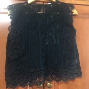 Chic wish Black Lacey Top Size Large NWT